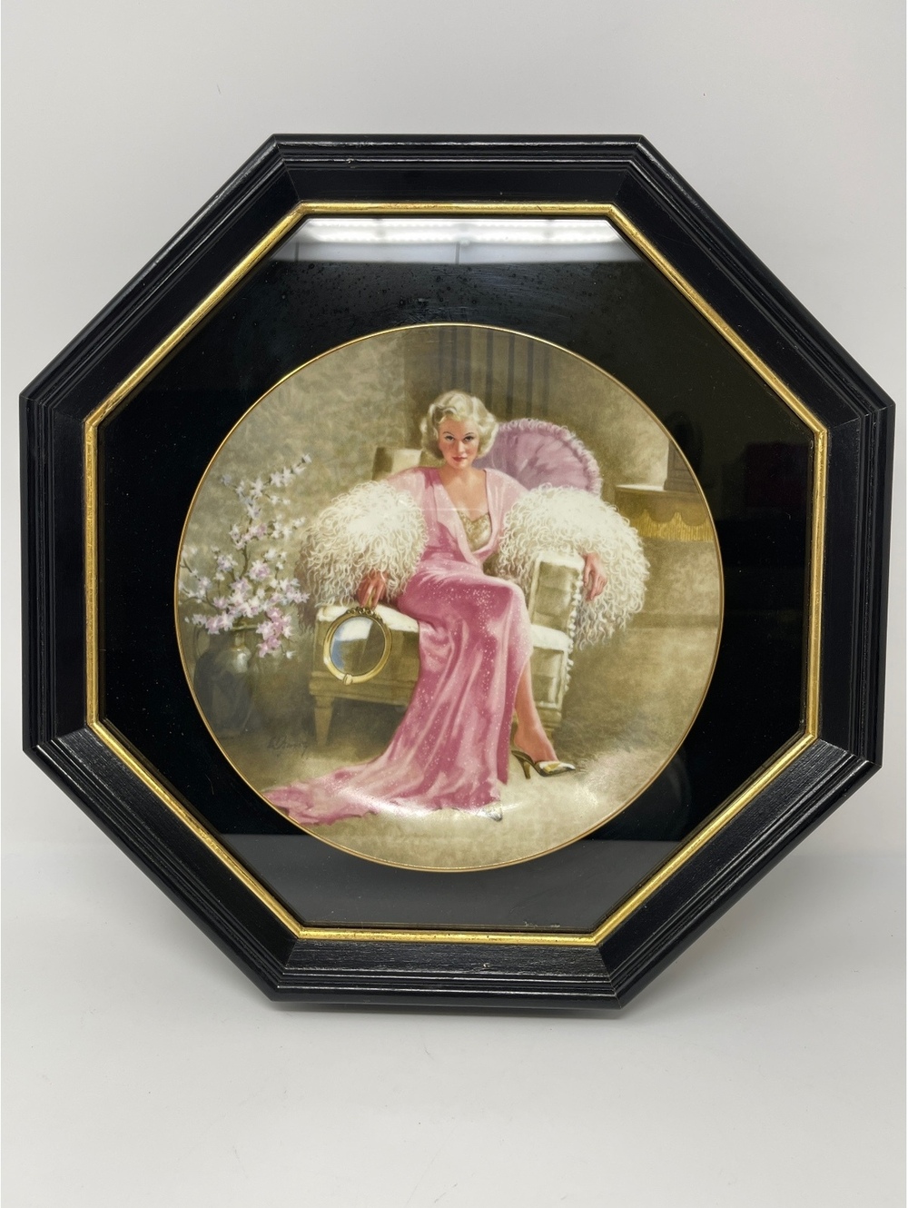Vintage 1989 W.S. George Jean Harlow "Dinner at Eight" Collector Plate Framed